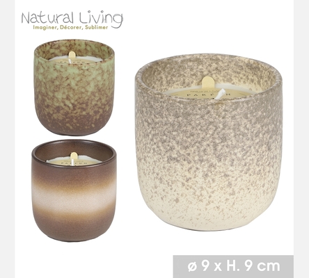 'TWILLY' BOUGIE PARFUMEE AVEC POT EN CERAMIQUE 4 COULEURS DIAM 9CM X H9CM