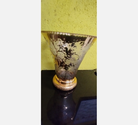 Vase coupe cristal doré a l'or fin