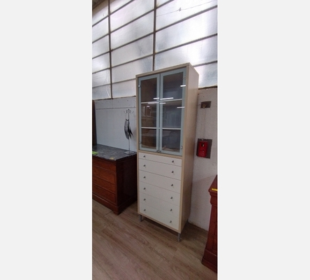 Vitrine 2 portes 6 tiroirs blanche