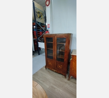 Vitrine de transition Louis  XV en marqueterie début 20 éme.